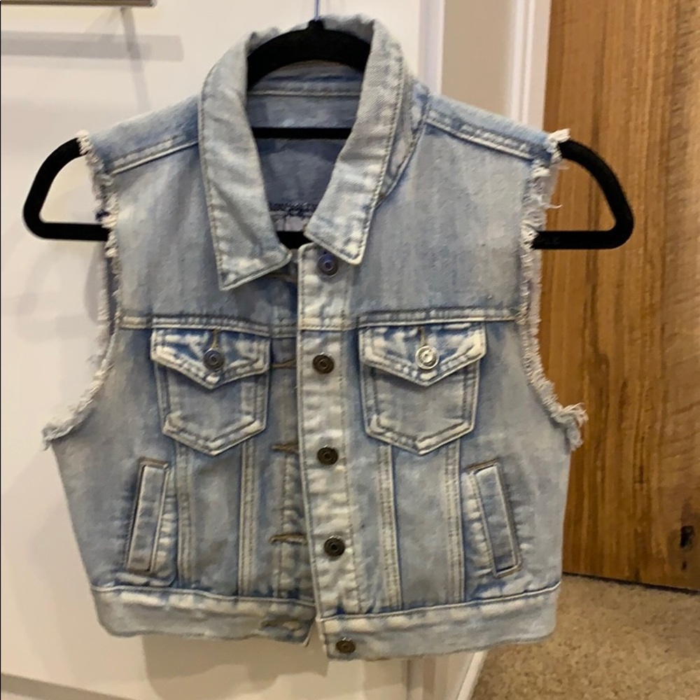Denim/ lace vest